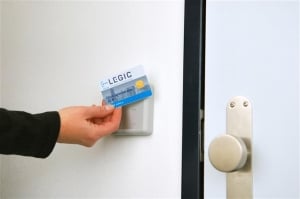 prox access control card opening a door