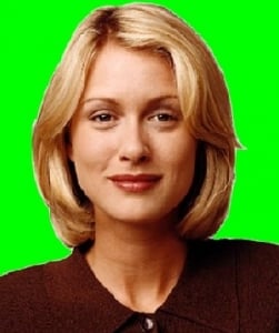 woman with green background