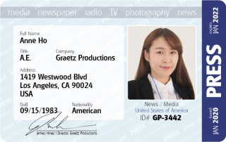 media press pass ID Card