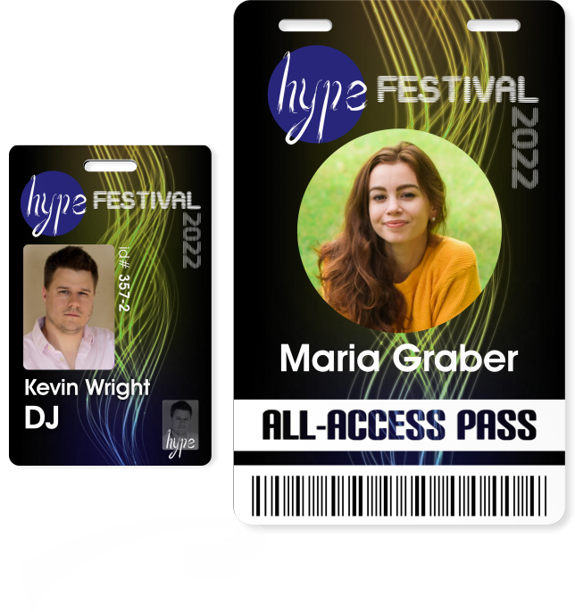 Large format custom event badge