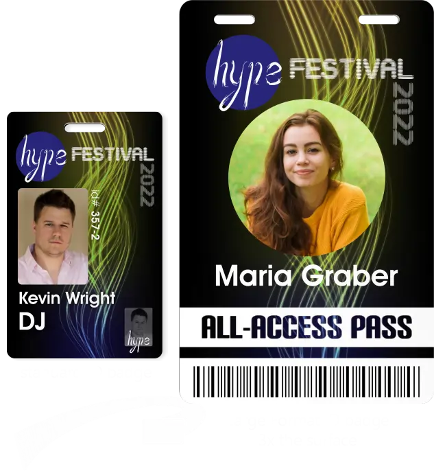 Large format custom event badge